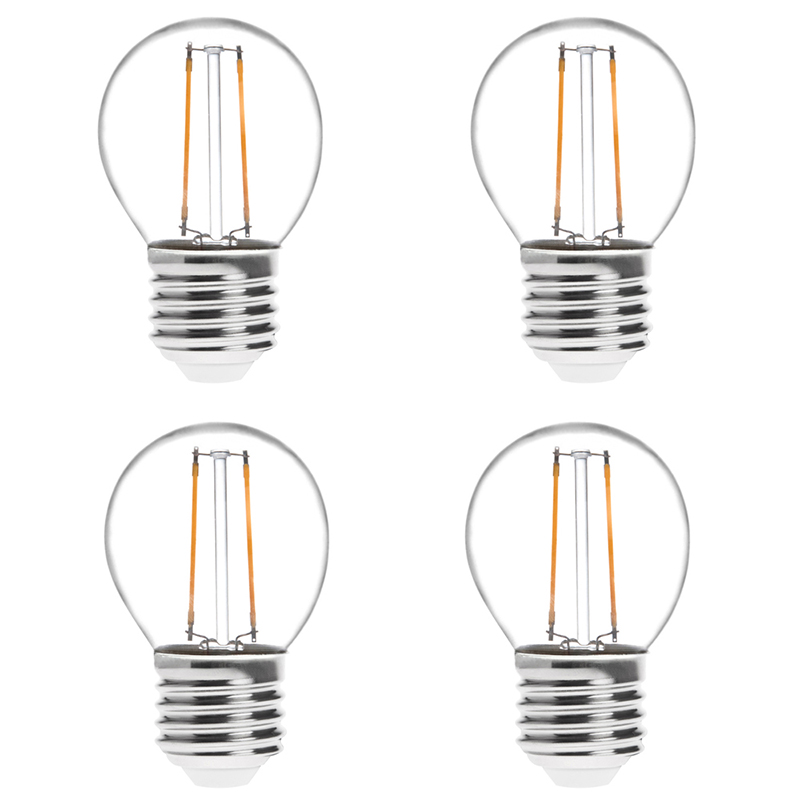 G16 E26/E27 2W LED Vintage Antique Filament Light Bulb, 25W Equivalent, 4-Pack, AC100-130V or 220-240V